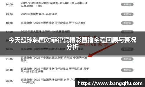 今天篮球韩国对菲律宾精彩直播全程回顾与赛况分析